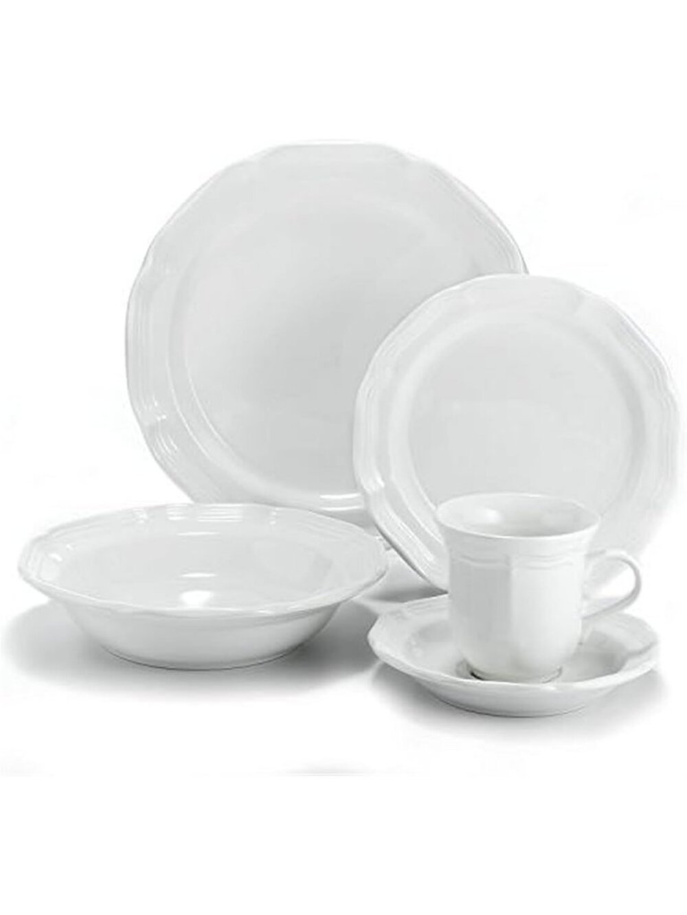 Elegant 5-Piece Cream Dinnerware Set, French Country Style Place Setting